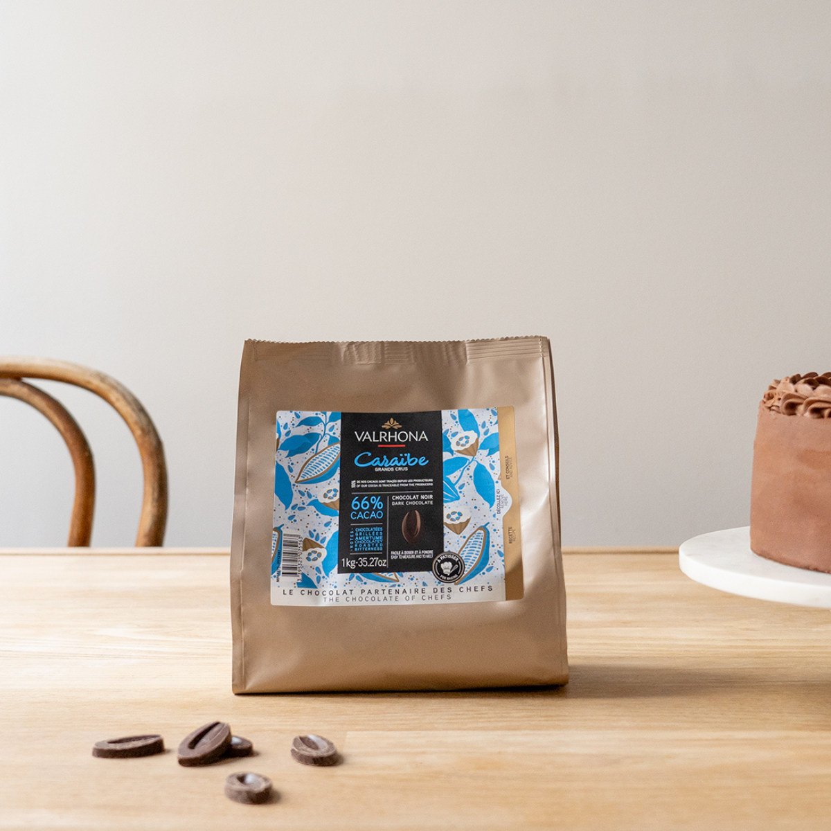 photo d'ambiance du chocolat noir à pâtisser caraibe de valrhona