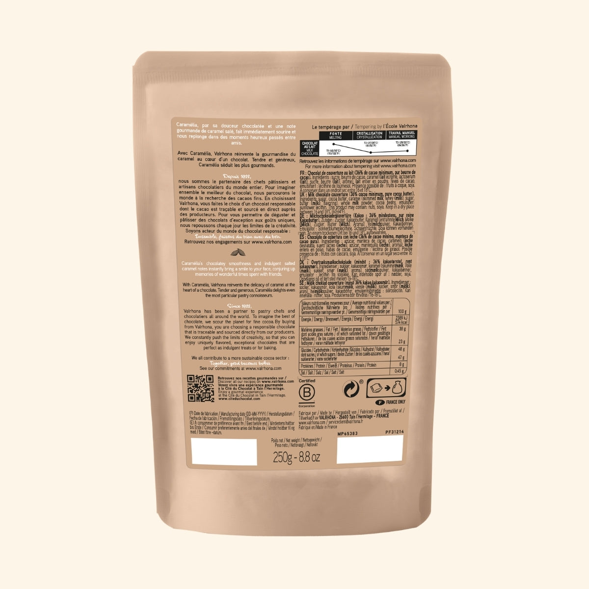 Doc du pack de 250 gr de chocolat Caramélia