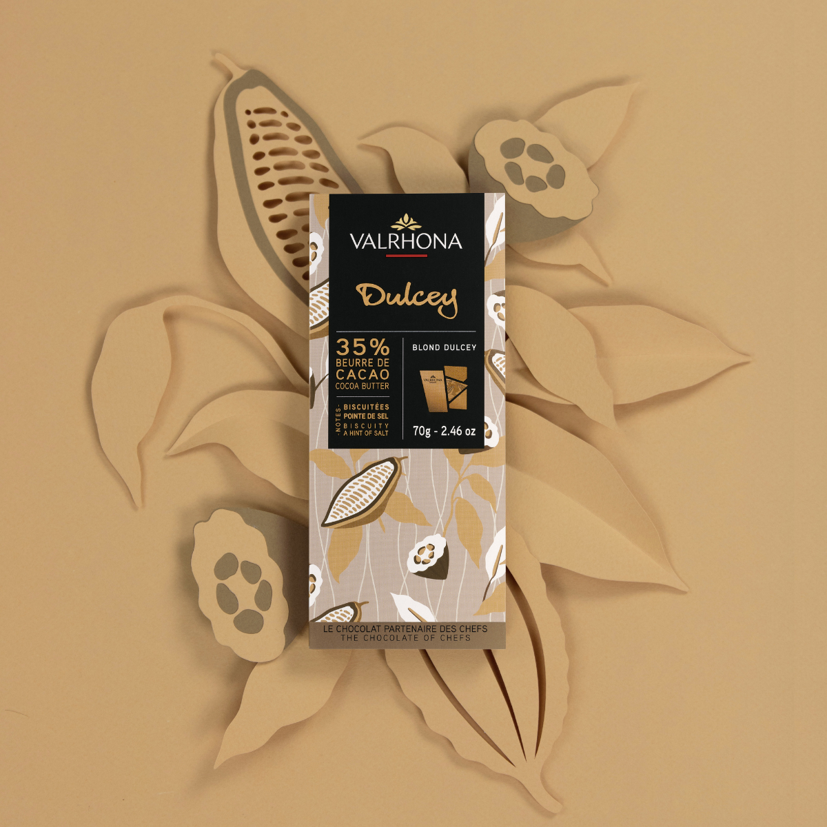 illustration tablette de chocolat blond dulcey valrhona
