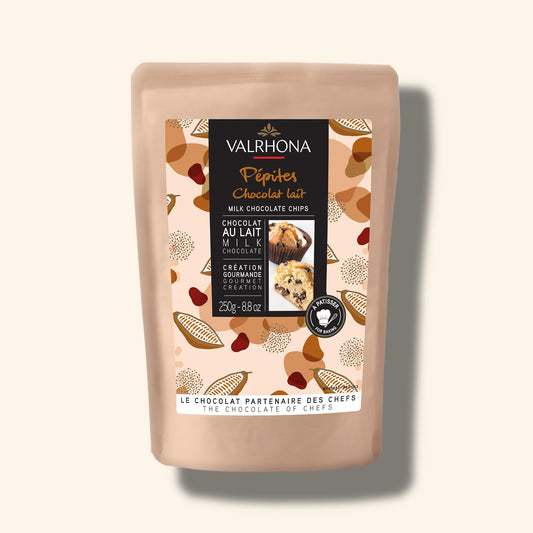Sac de 250 gr de pépites de chocolat au lait Valrhona