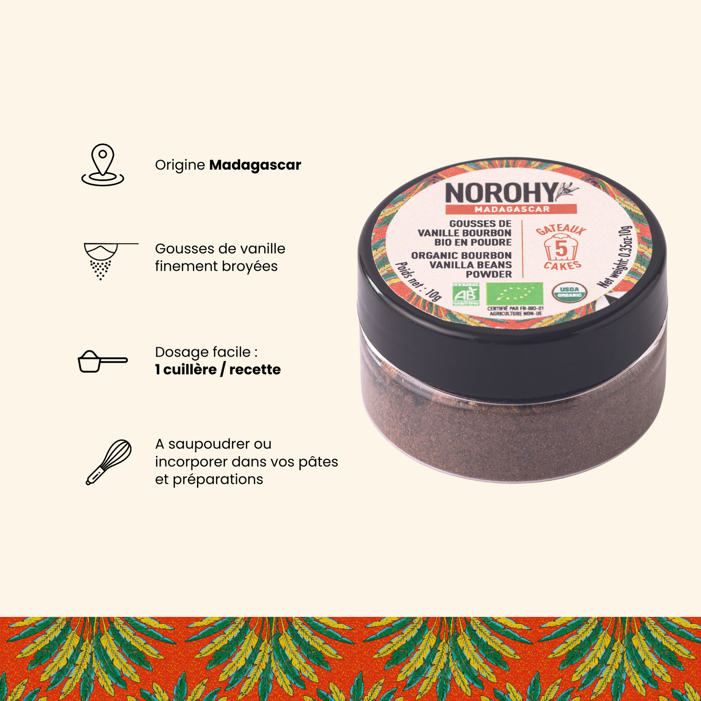Argumentaire gousses de vanille bourbon bio en poudre - Norohy