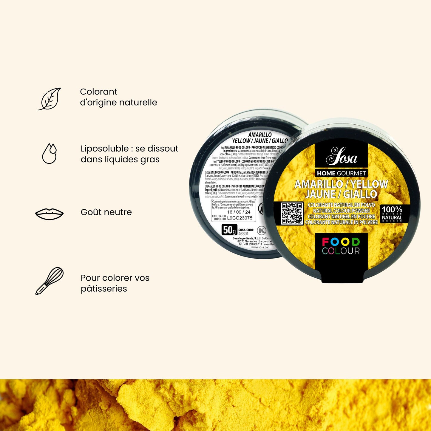 arguments colorant naturel jaune Sosa