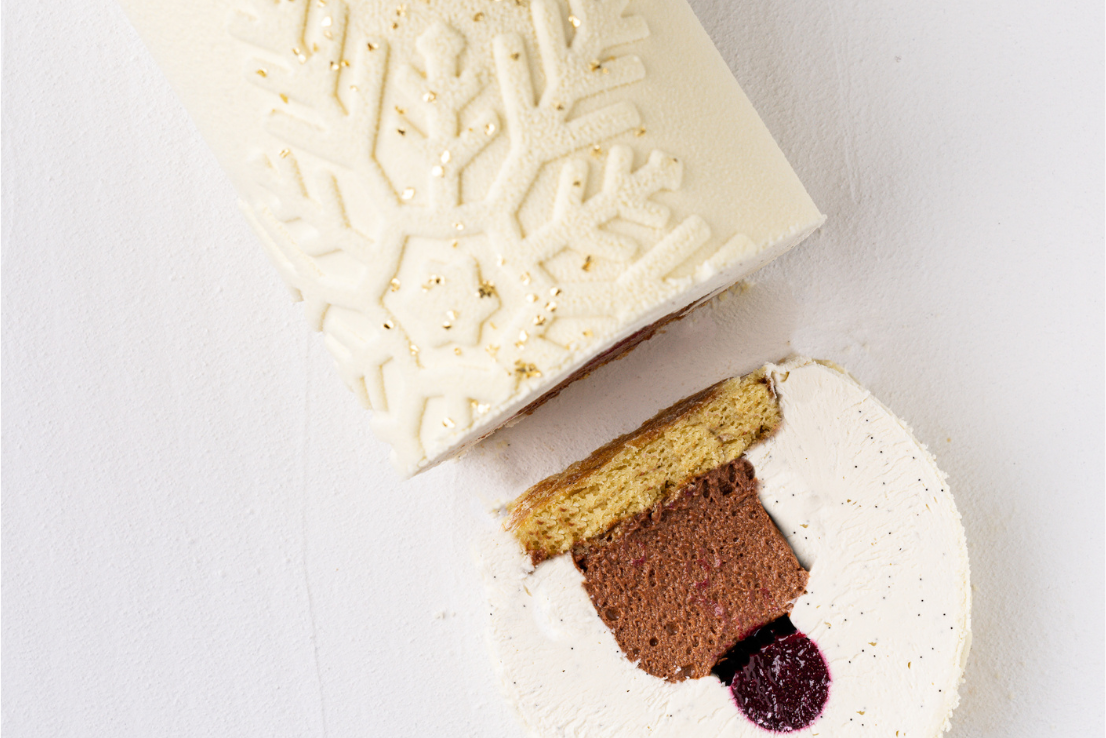 Bûche Flocon Ivoire Cassis