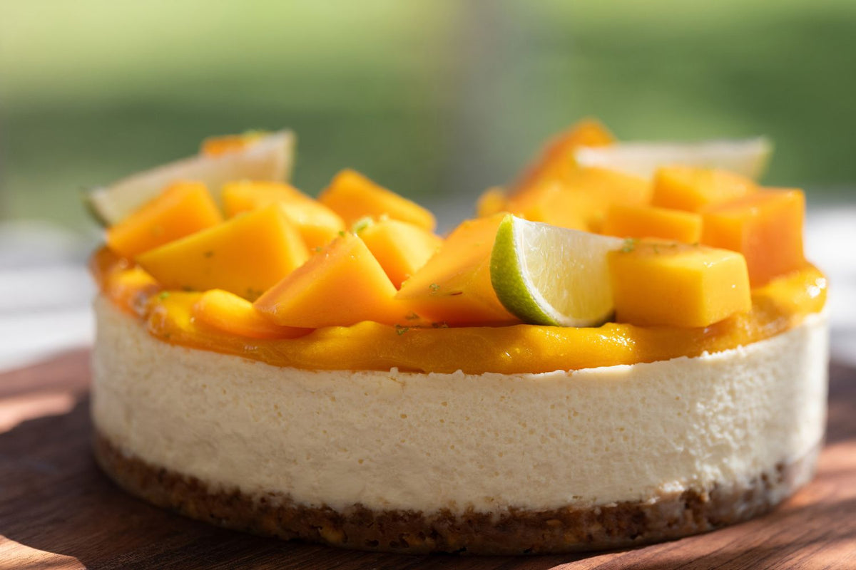 Cheesecake ultra crémeux chocolat blanc - mangue - passion