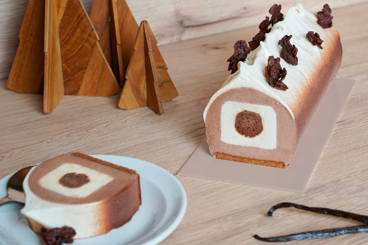 Bûche coupée chocolat vanille