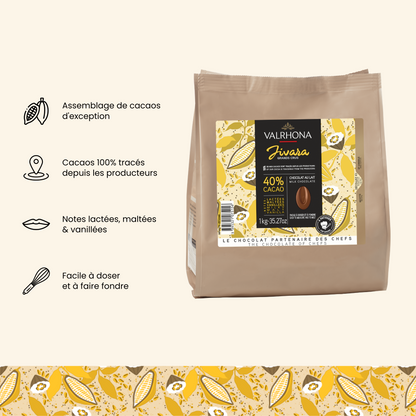 arguments chocolat au lait à pâtisser jivara de valrhona 1kg