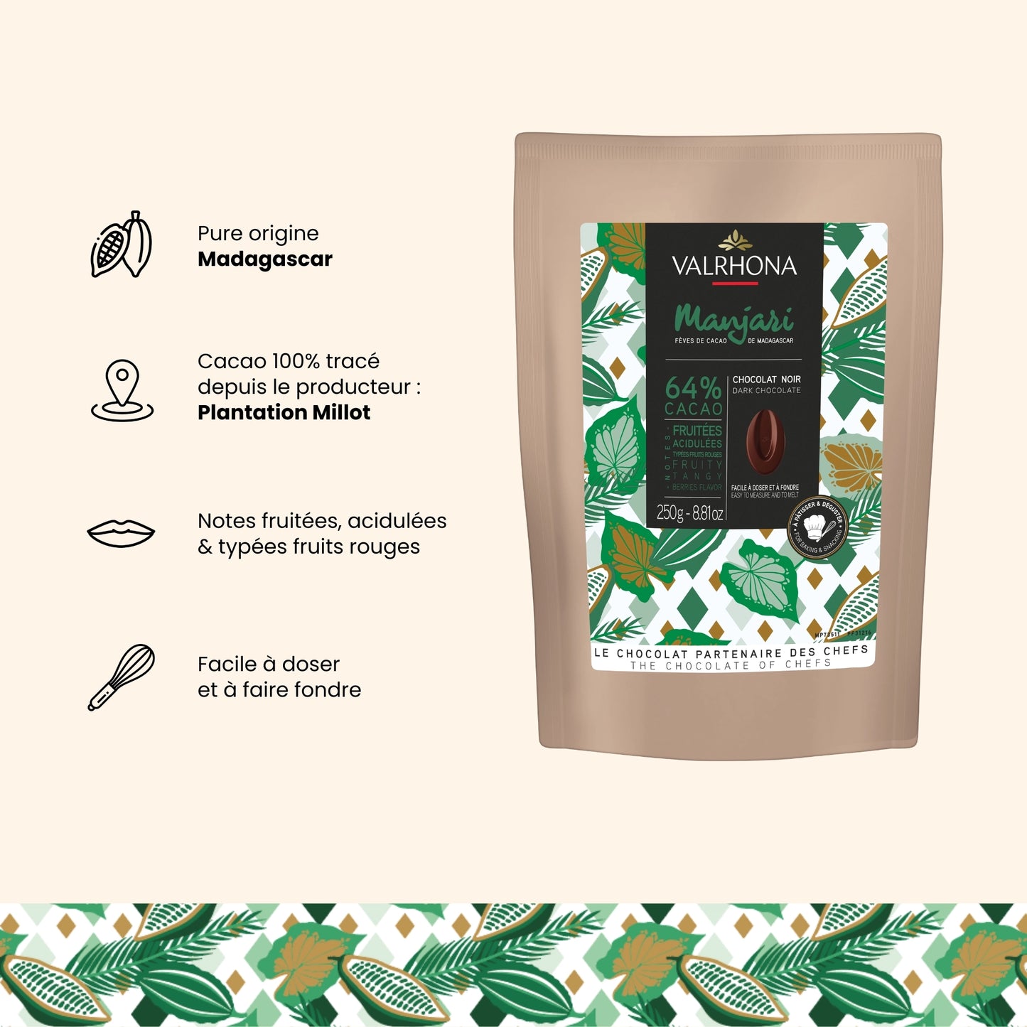 chocolat à pâtisser manjari valrhona