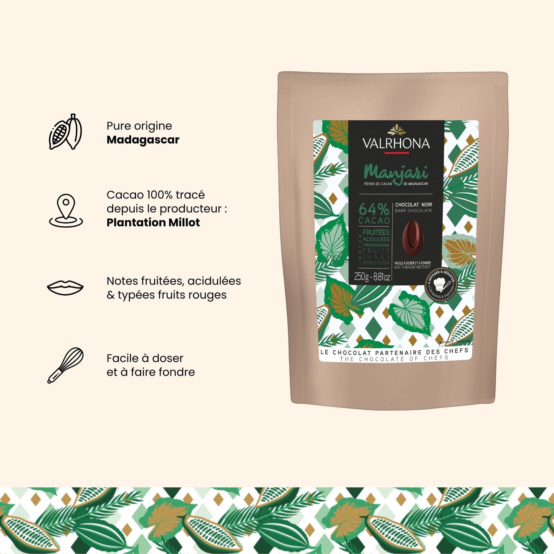 chocolat à pâtisser manjari valrhona