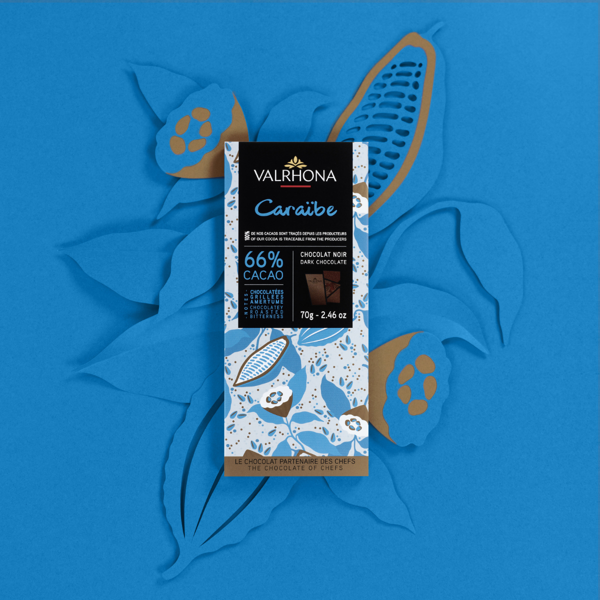 illustration tablette de chocolat noir caraibe valrhona