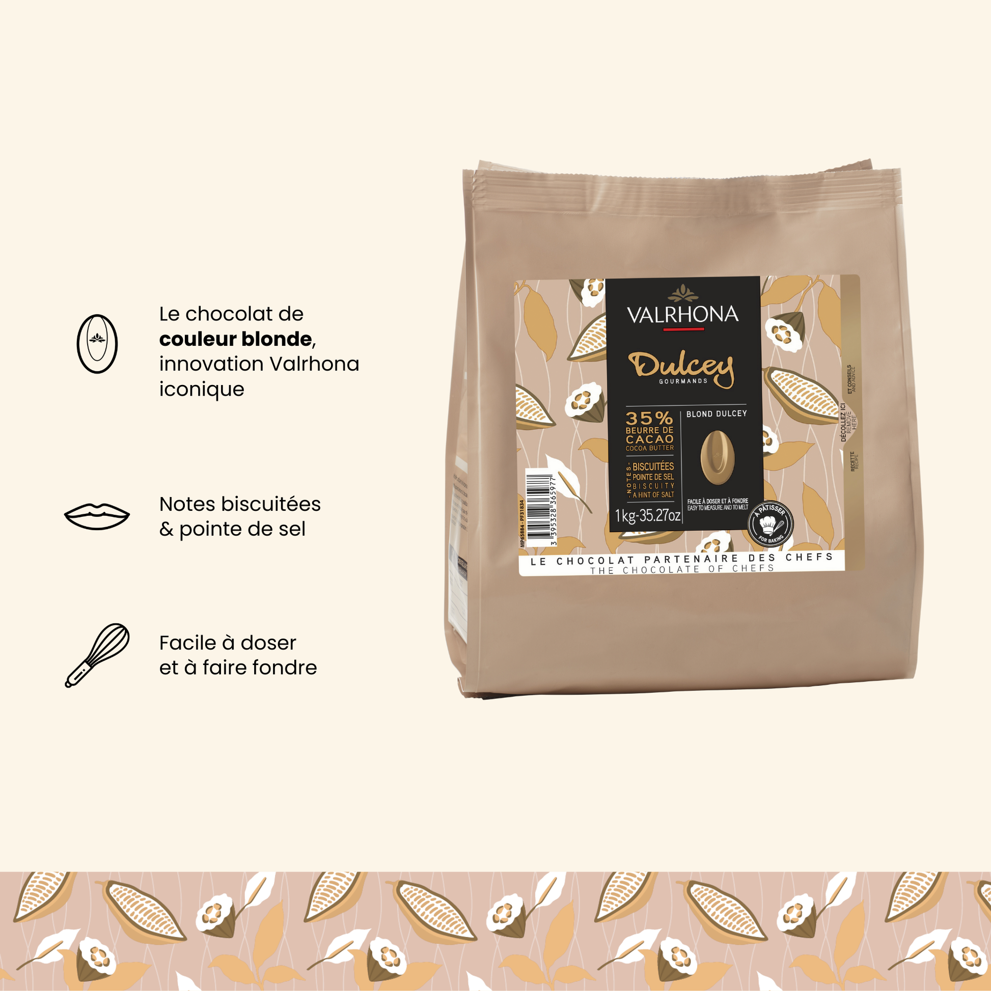 Argumentaire produit du chocolat Dulcey - Valrhona 