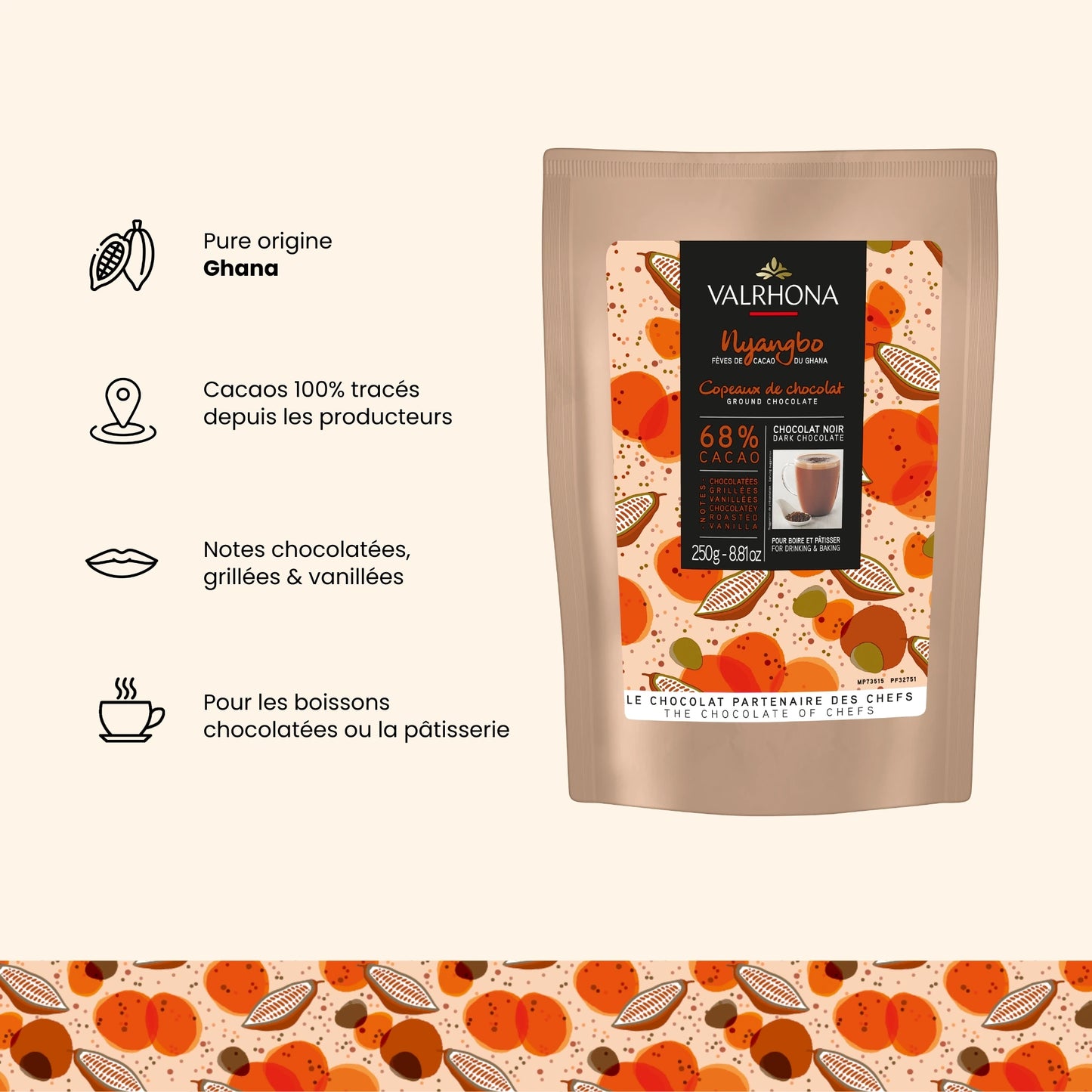 Schokoladenspäne Nyangbo 68% - 250g