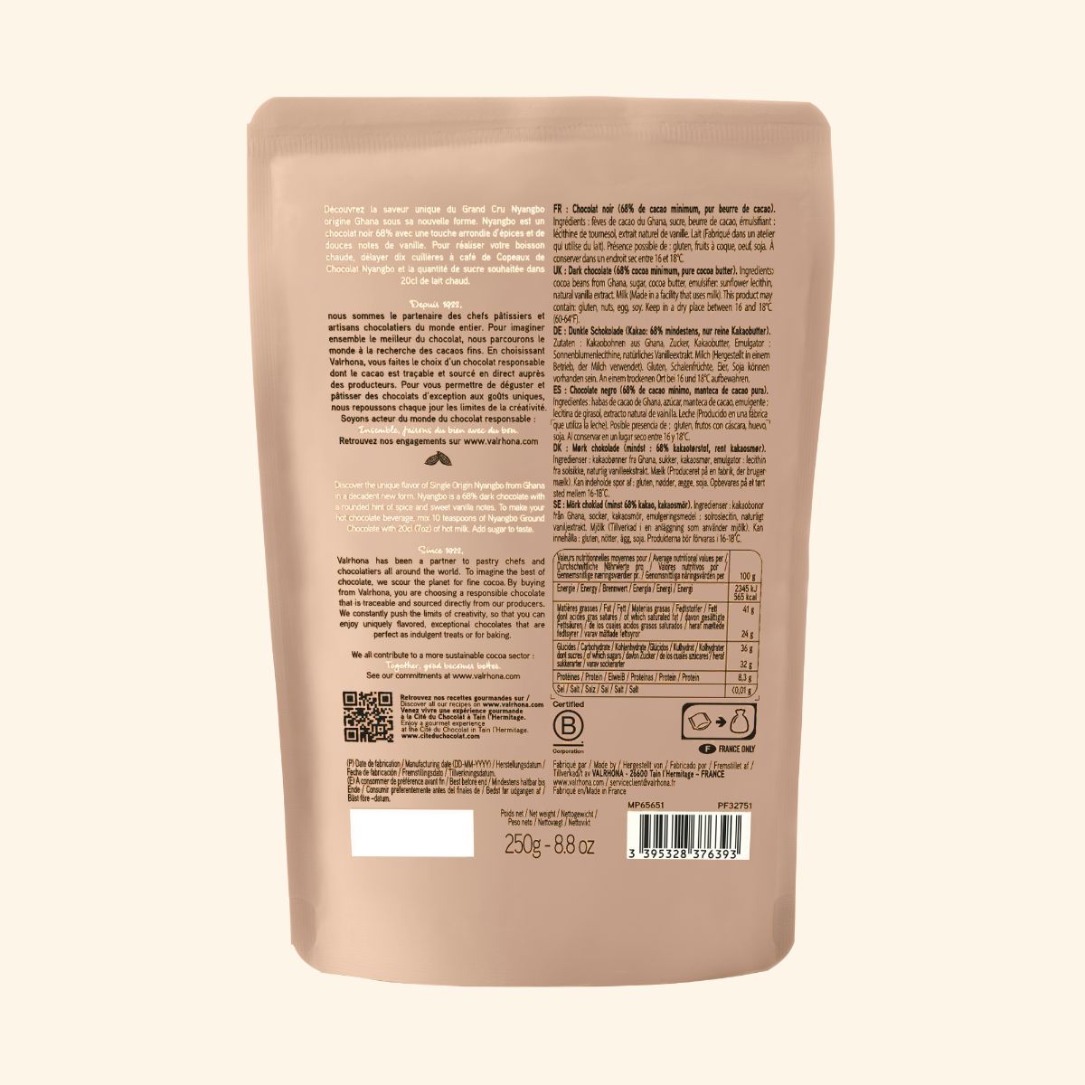 dos du packaging chocolat Nyangbo