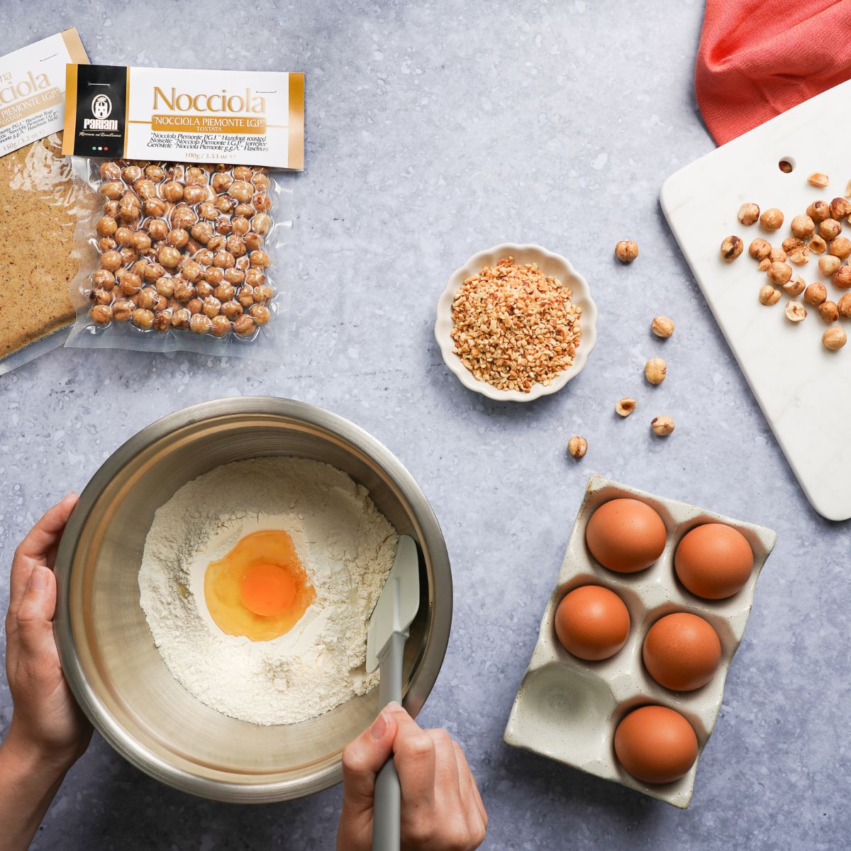 Préparation d'une recette aux noisettes 