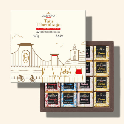 coffret de carrés de chocolat valrhona