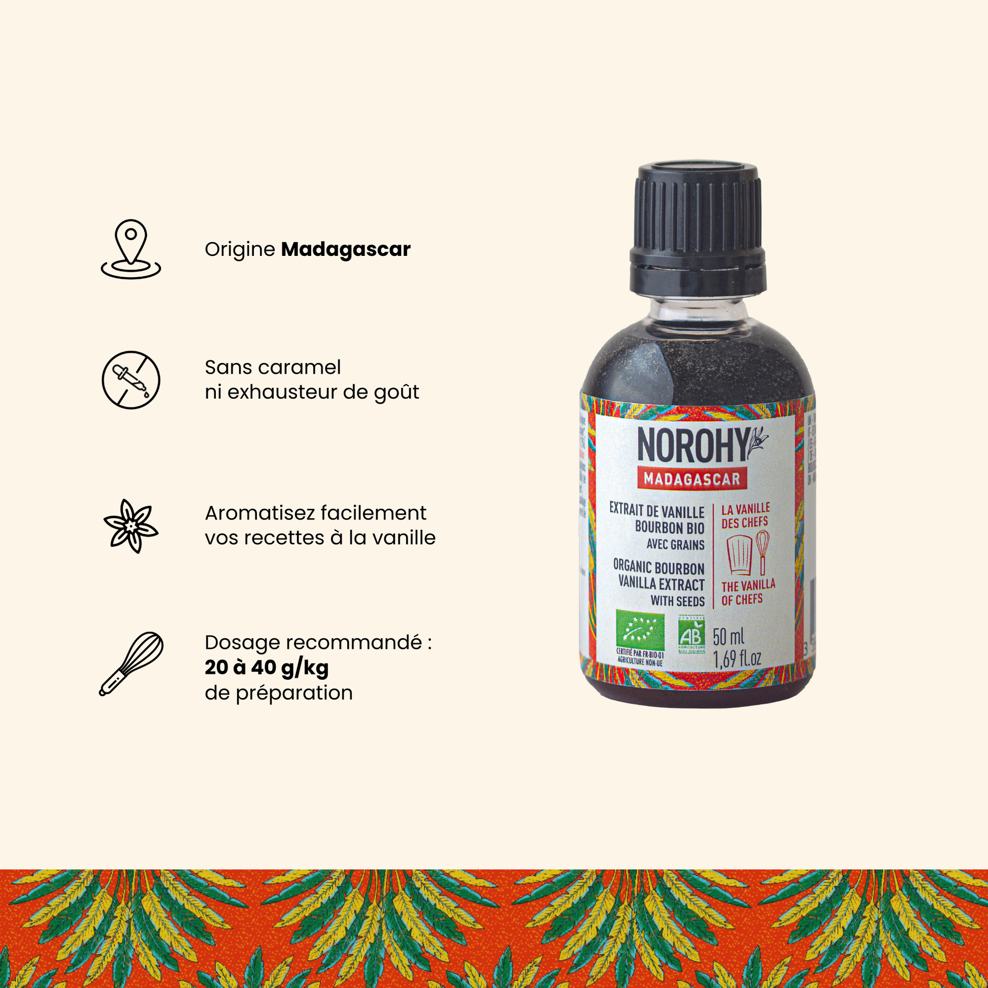 Argumentaire produit extrait de vanille bourbon bio, 50 gr