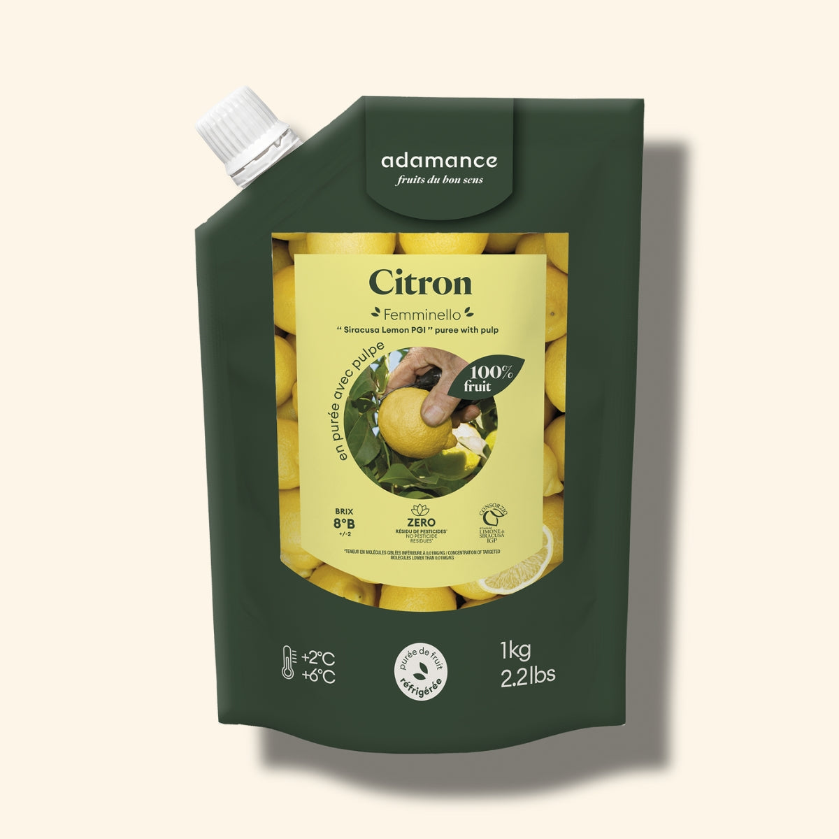 packshot purée de fruit au citron adamance