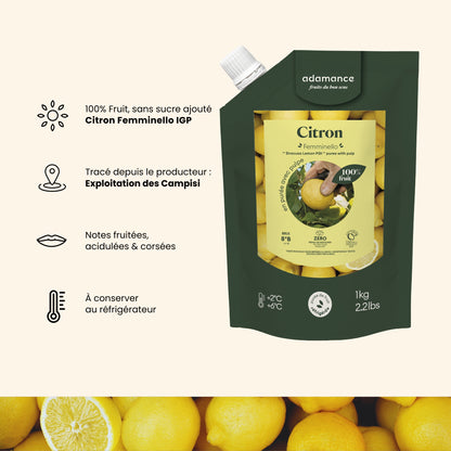 liste des arguments principaux pour l'achat d'une purée de fruit au citron adamance