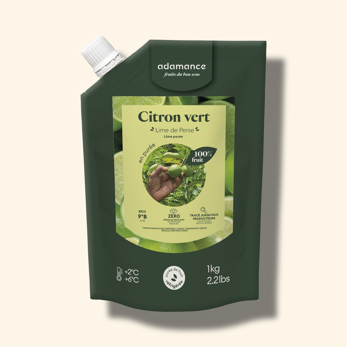 packshot purée de fruit au citron vert