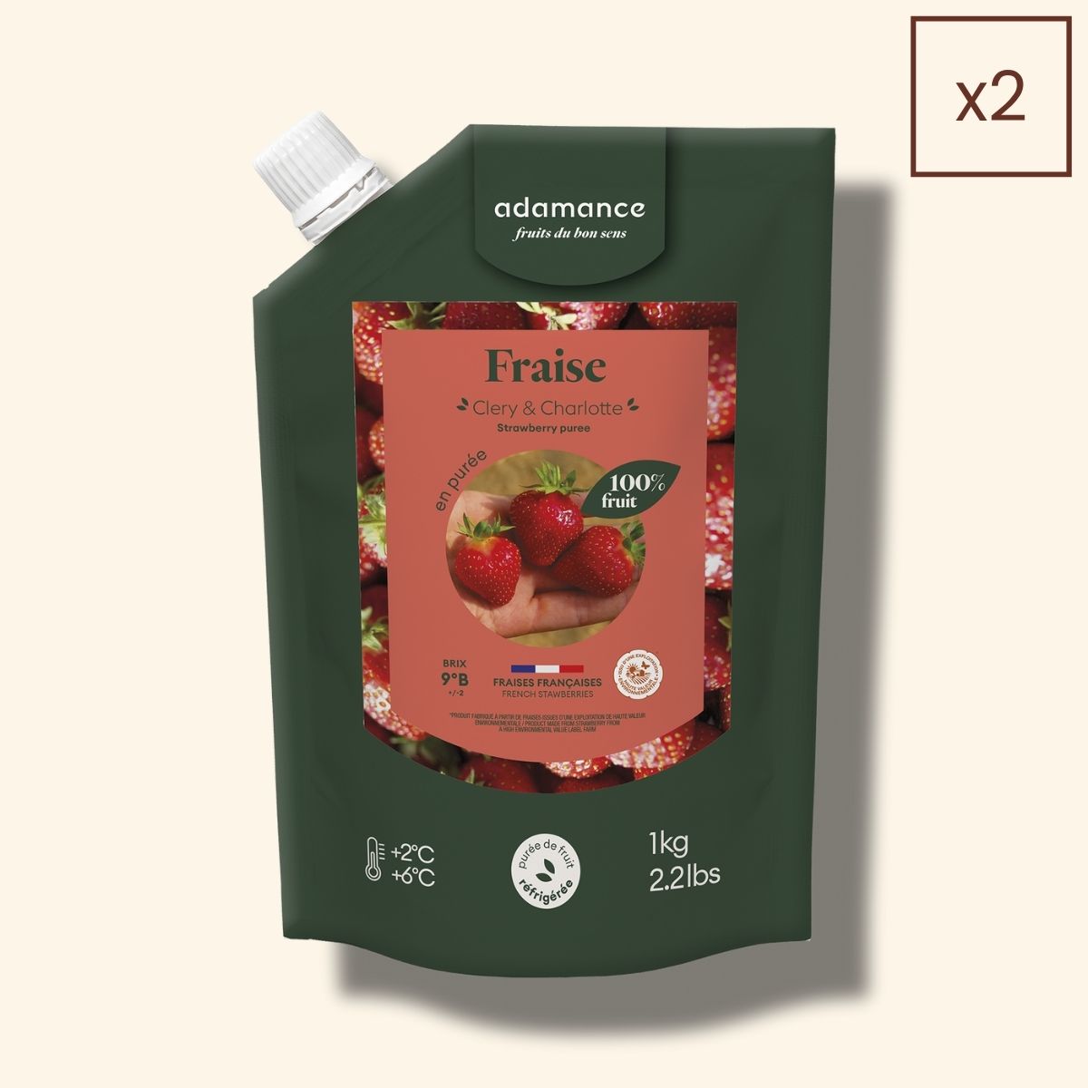 packshot purée de fruit à la fraise 