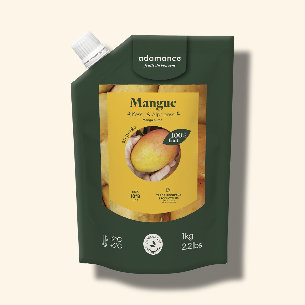 packshot purée de fruit à la mangue