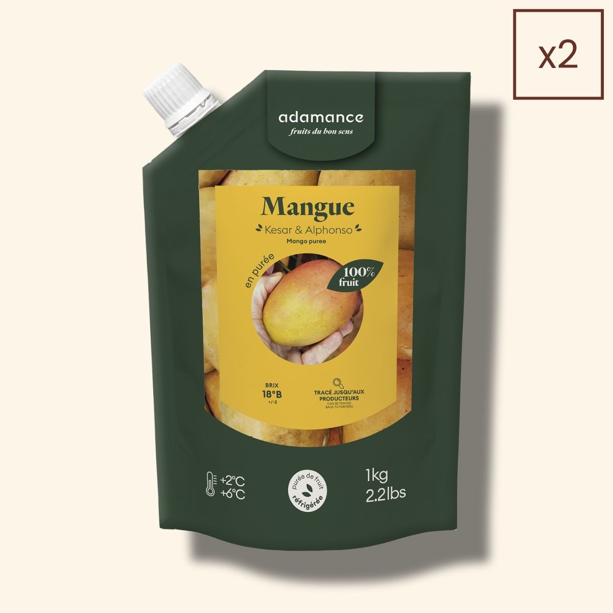 packshot purée de fruit à la mangue