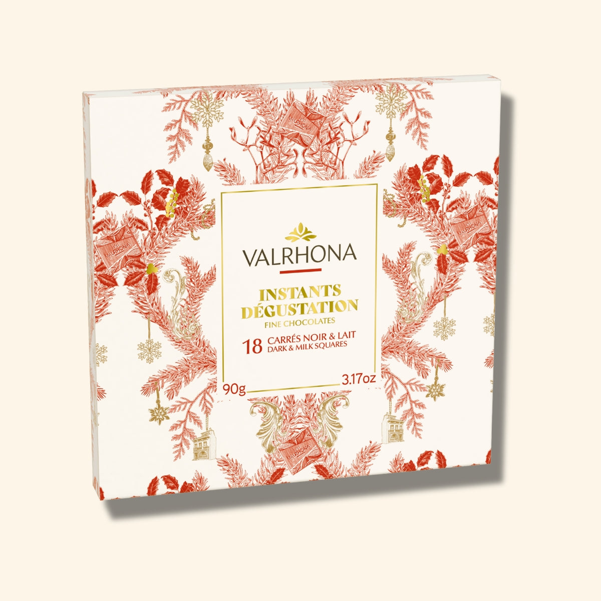 Weihnachtsbox mit 18 Schokoladen-Carrés Zartbitter & Milch – 90g