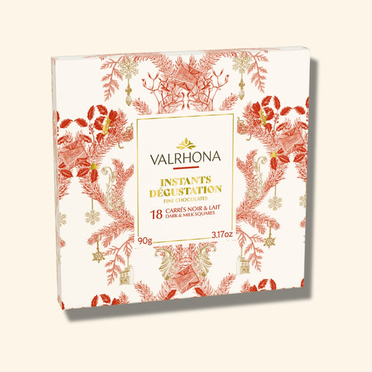 Weihnachtsbox mit 18 Schokoladen-Carrés Zartbitter & Milch – 90g