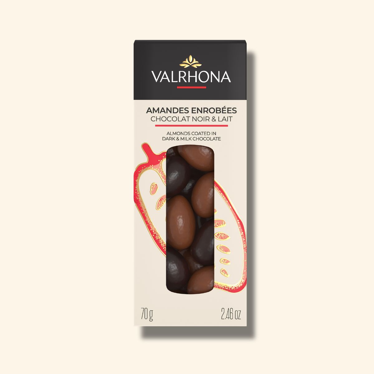 étui amandes enrobées chocolat valrhona