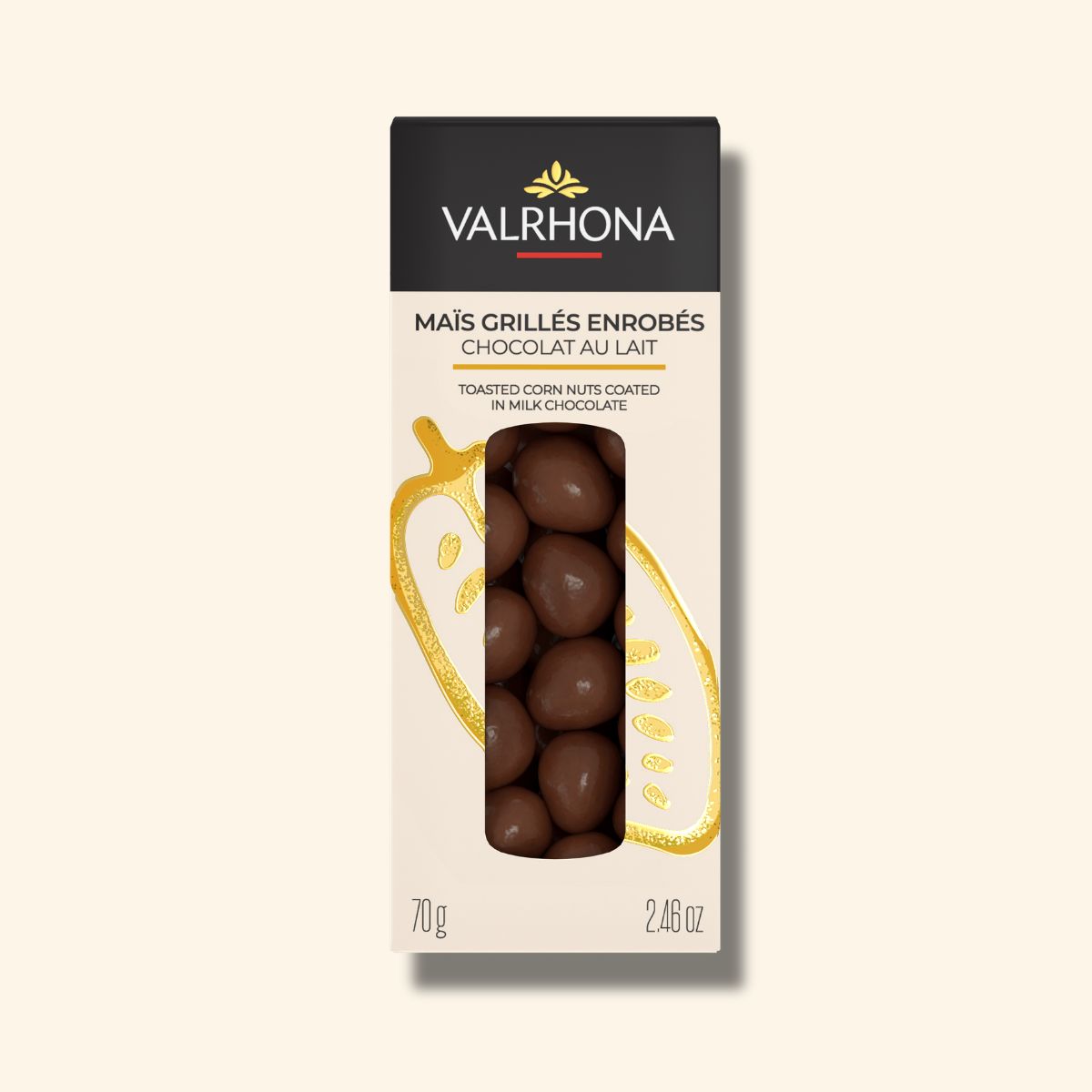 étui maïs grillé enrobé chocolat valrhona