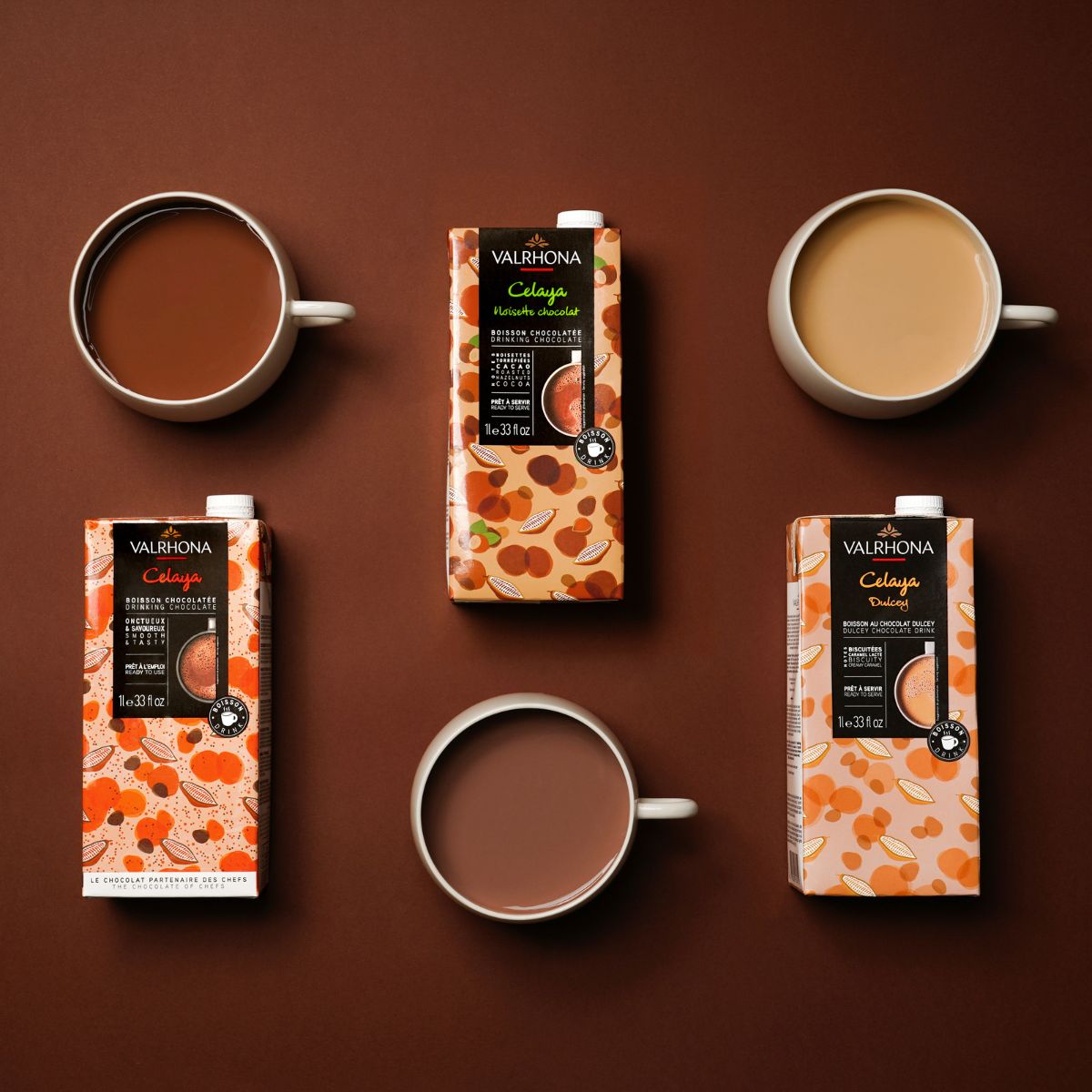 visuel de gamme des boissons chocolatées prêtes à l'emploi Valrhona