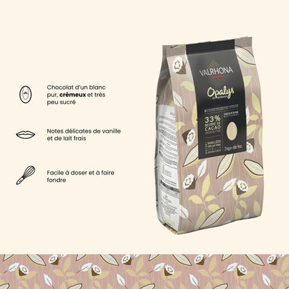 fiche explicative du chocolat blanc Opalys Valrhona