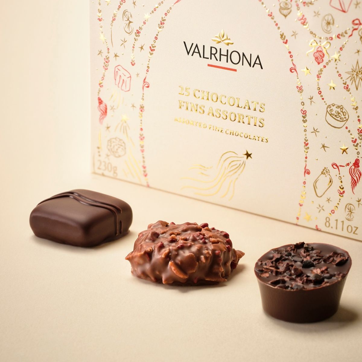 Ballotin Valrhona de 25 bonbons de chocolats assortis
