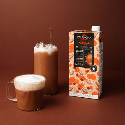 tasse remplie de la boisson chocolatée valrhona