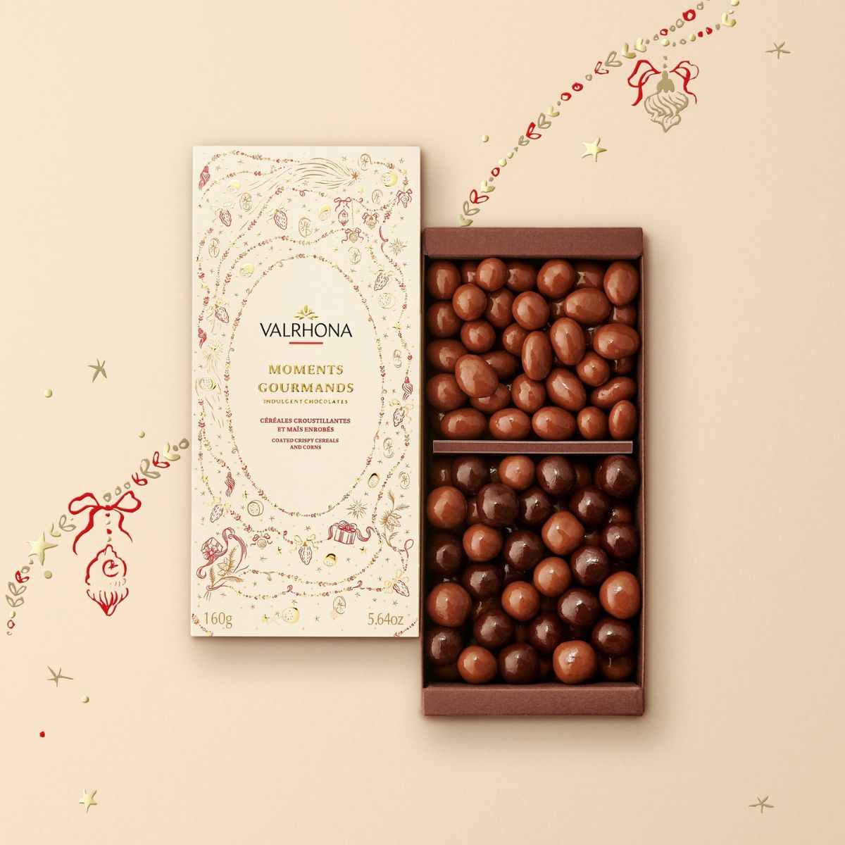 Coffret céréales croustillantes enrobées de chocolat noir et lait