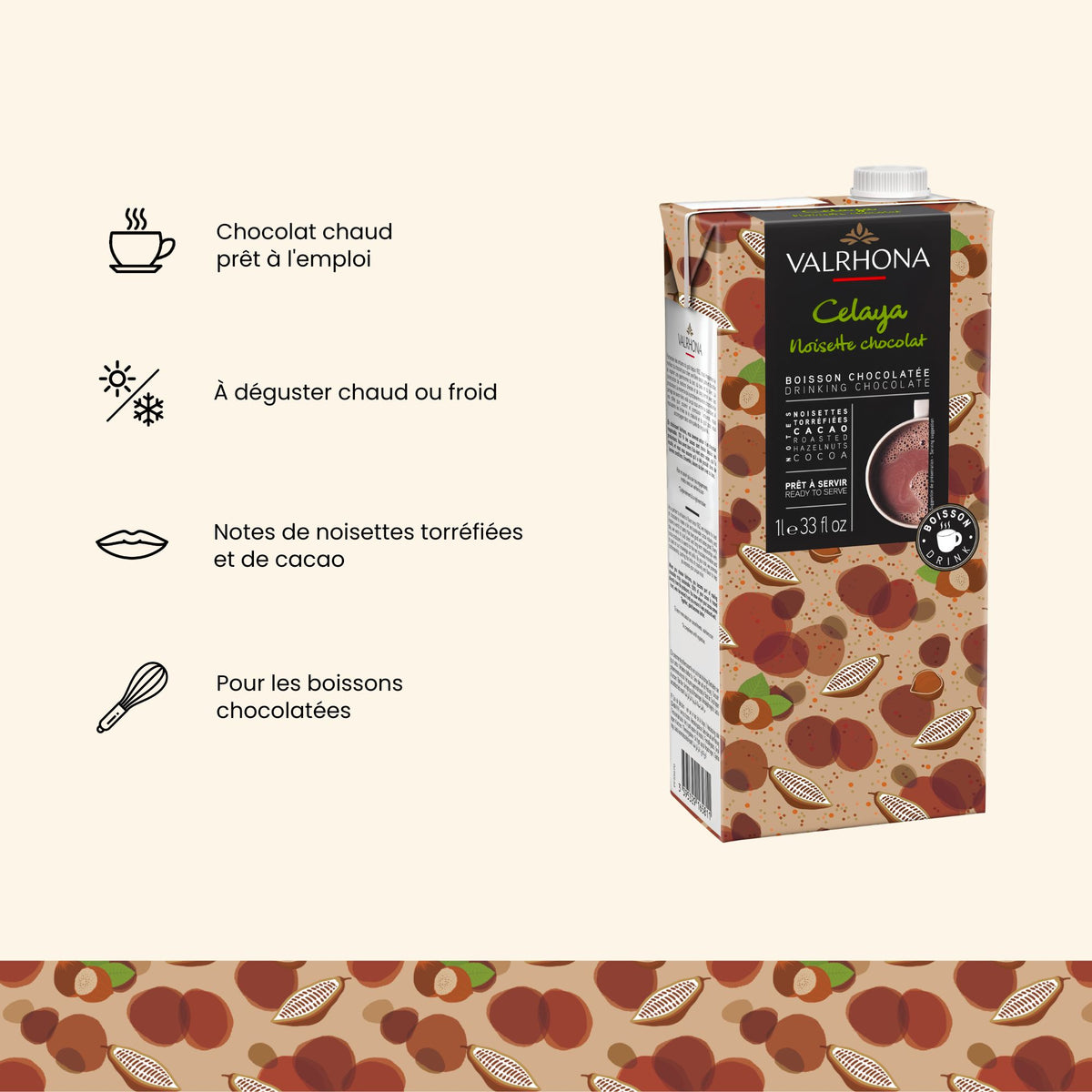 fiche explicative boisson chocolatée Celaya noisettes