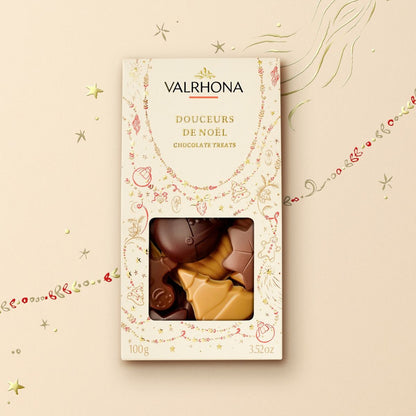 Etui de chocolats en forme de pain d'épice, étoile, boule de noël et sapin