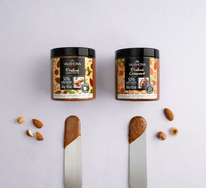 pots de praliné lisse et craquant valrhona
