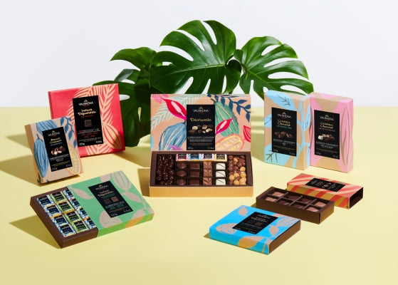 visuel de coffrets de chocolats de la marque Valrhona