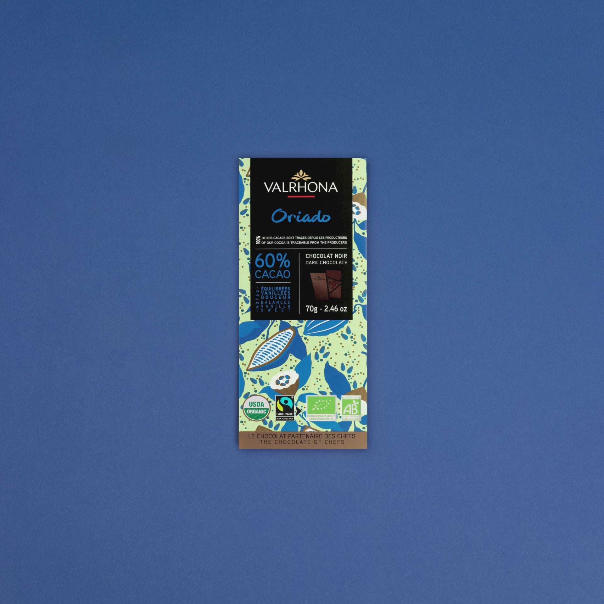 stop motion de la tablette de chocolat noir oriado 